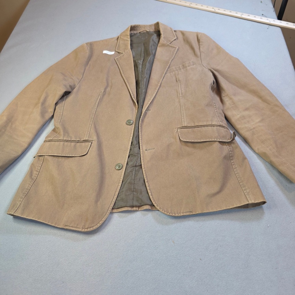F&F Mens Tan Cotton Twill Two Button Blazer Jacket Distressed Size 42
